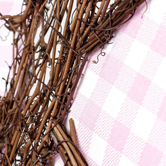 22" Grapevine Hanger: Pink Check Butterfly - Picture 4 of 4